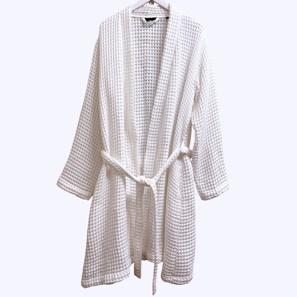 Brooklinen Dreamweave Waffle Robe White Turkish Cotton Size Large